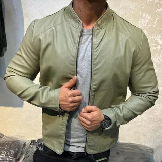 کاپشن چرم کتی ساده و شیک 