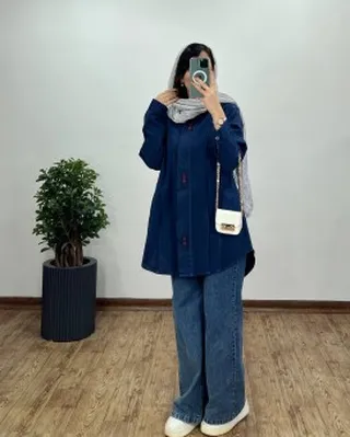 مانتو لینن دکمه مخفی پانیا