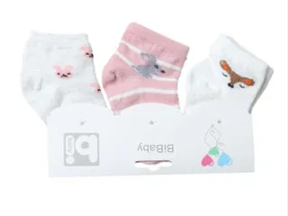 جوراب سه عددی  نوزادی 6-0 ماه دخترانه BI BABY