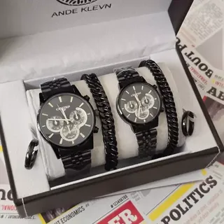 ست ساعت زنانه و مردانه  بند استیل 6