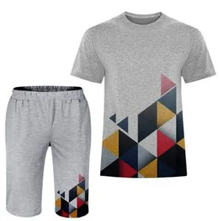 ست تی شرت و شلوارک مردانه مدل انتزاعی A11