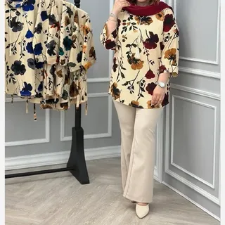 شومیز تونیک عیدانه گل سرخ