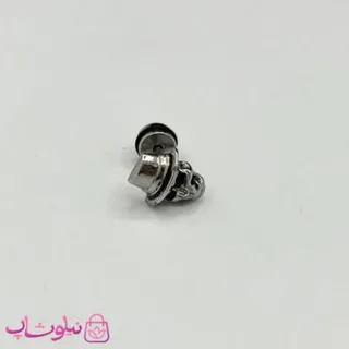 پیرسینگ گوش طرح اسکلت کلاه دار نقره ای کد 40