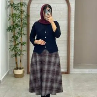 ست جلیقه دامن آذر سورمه ای (طوسی زرشکی)