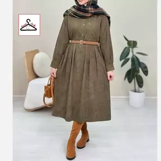 مانتو پیراهنی مخمل کبریتی پاییزه زنانه کفتان پاییزه پیراهن بارداری شیردهی 