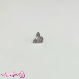 پیرسینگ گوش طرح خرس نگیندار نقره ای کد