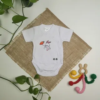 بادی نوزادی آستین کوتاه برند twins طرح خرگوش نارنجی رنگ