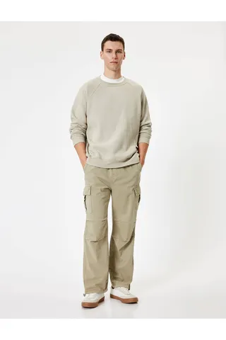 Kotonشلوار چتر نجات باری جیب کمر�ی الاستیک با جزئیات