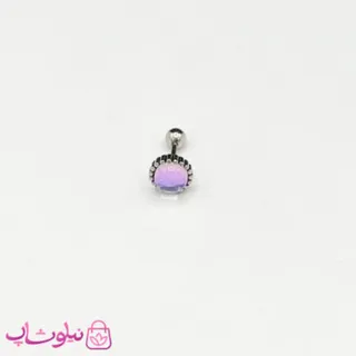 پیرسینگ گوش طرح نگین دایره هولوگرامی آبی بنفش کد 438