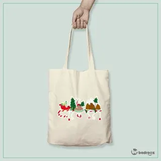 کیف خرید کتان christmas bag