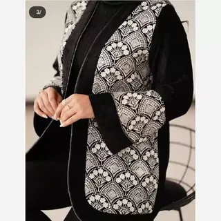 مانتو کتی ترکیبی مخمل و سوزن دوزی شیمبا