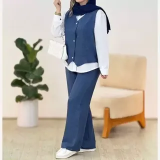 ست سه تیکه جلیقه شومیز شلوار جنس شومیز داکرون جلیقه و شلو