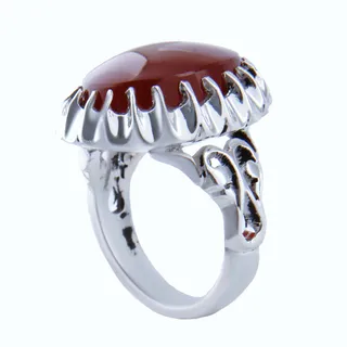 انگشتر نقره مردانه مدل رکاب دست ساز سنگ عقیق سرخ ی...