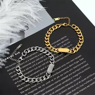 دستبند استیل پلاک دار رنگ ثابت کارتیر Cartier