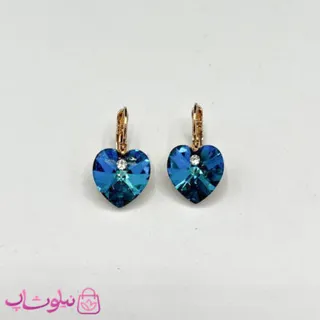 گوشواره دخترانه سواروسکی ژوپینگ طرح قلب آبی کد 2591