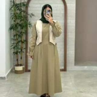 پیراهن جلیقه بته جقه نسکافه ای