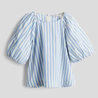 بلوز پپلین استرایپ آستین پفی اچ اند ام