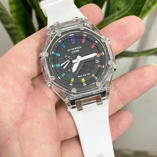 ساعت مردانه  کاسیو  جی شاکG-shock  موتور پمپی ژاپن فول امکانات تقویم آلارم و...رنگ سفید پرفروش  با کارت گارانتی 