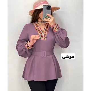 شومیز مجلسی زنانه کرپ الیزه ترک سایز 40 تا 54 مدل یلدا ارسال رایگان پستی ، شومیز زنانه مجلسی شیک کمربنددار  سایز بزرگ