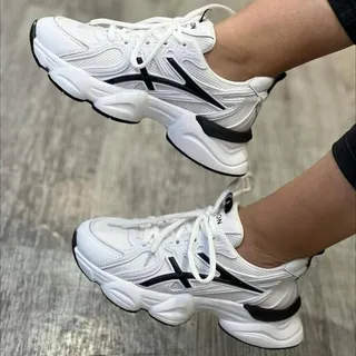 کتونی آسیکس زنانه دخترانه کفش ونس اسپرت اسپورت اسیکس asics مشکی سفید چرم لژدار لژ دار شیک طبی سبک رانینگ راحت ورزشی هشت