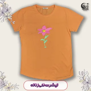 تیشرت زنانه نخ پنبه وارداتی رنگ نارنجی سایز 2XL