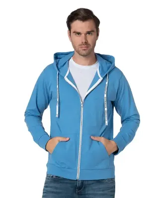 سویشرت مردانه کلاهدار آبی هومنیتی Whomanity مدل Sweatjacket Marvin