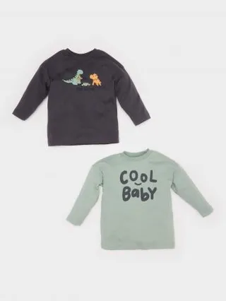 تی شرت نوزاد پسر خاکستری تیره دفکتو