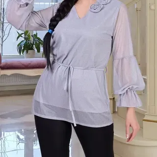 شومیز گل رز با جنس لمه شاین