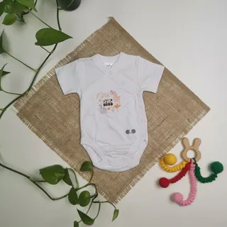 بادی نوزادی دخترانه آستین کوتاه برند twins طرح دایناسور طوسی رنگ