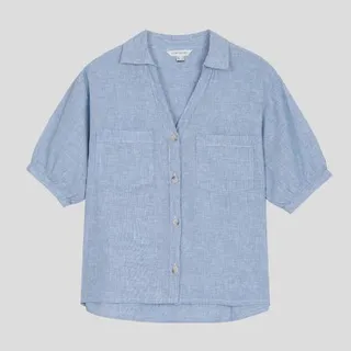 شومیز لینن کالرز آستین کوتاه کرتفیل