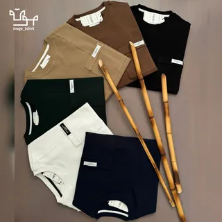 تیشرت بیسکوییتی جیب دار