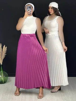 دامن ساتن پلیسه زنانه