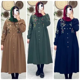 مانتو بلند گلدوزی باران جنس شانتون 