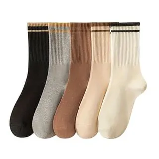 جوراب ساق بلند زنانه مدل اسپرت خط دار بسته 5 عددی