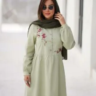 پیراهن شکوفه گیلاس کاهویی