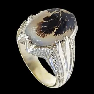 انگشتر نقره مردانه مدلعقیق شجر طبیعی رکاب دست ساز کد 7108