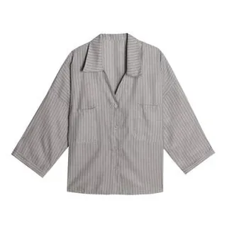 شومیز آستین بلند یقه برگردان زنانه مدل yy88 رنگ طوسی روشن