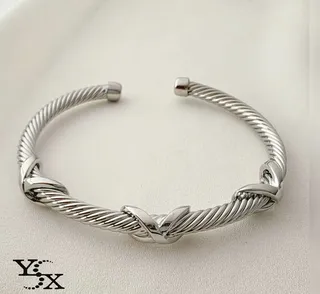 دستبند النگویی زنانه مدل دیوید یورمن برند YSX مشابه طلا بدون تغییر رنگ