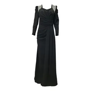 پیراهن یقه خشتی زنانه مدل مجلسی بغل شالدار سنگ دوزی