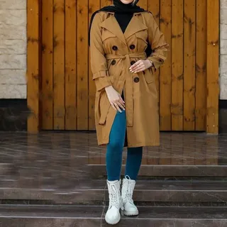 بارونی پاییزه پارچه مموری  آستین کشی جیب پاکتی  جذاب و فوق العاده مدل آیسودا  (ارسال رایگان) 