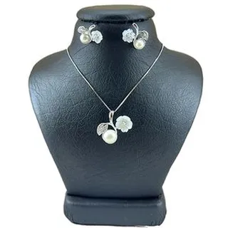 نیم ست نقره زنانه مدل مروارید و صدف طبیعی کد 68647