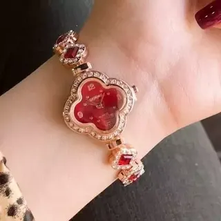 ساعت مچی زنانه ( دخترانه) زنونه ونکلیف دستبندی قرمز (چری) آلبالویی -جدید کد2992