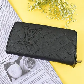 کیف پول زنانه رنگ مشکی مدل لویی ویتون Louis Vuitton (غیر اصل) زیپی چرم مصنوعی کد 852611
