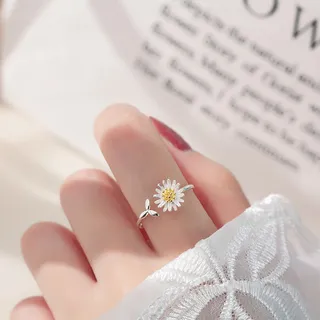 0306. انگشتر نقره مدل بابونه و برگ