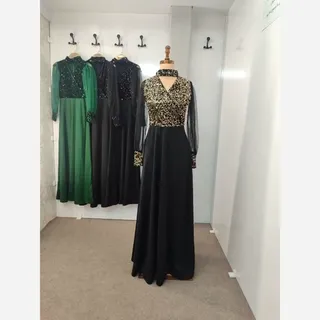 لباس زنانه مجلسی زنانه ماکسی کرپ کش و پولک مخمل ارسال رایگان