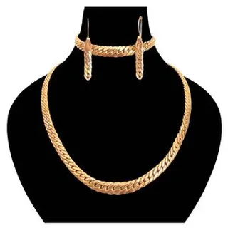 نیم ست طلا 18 عیار زنانه با طرح کارتیه حصیری دوست خوب مدل  DK101-1