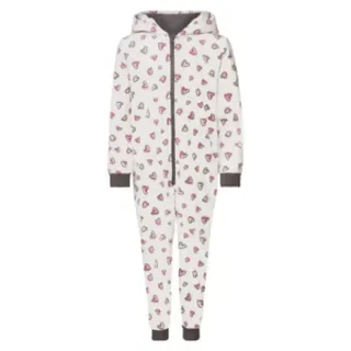 سرهمی فوتر دخترانه آستین بلند برند pepperts طرح قلبی صورتی سفید رنگ