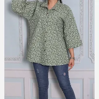 شومیز تونیک زنانه و دخترانه لنین گل گچی مدل جدید خنک