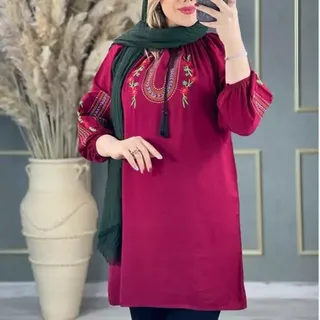 شومیز زنانه دخترانه تارا نخی گلدوزی مناسب 38تا48