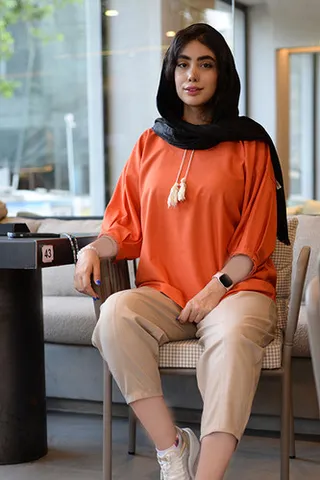 مانتو لنین جلو بسته رنگ آجری کد (7139)